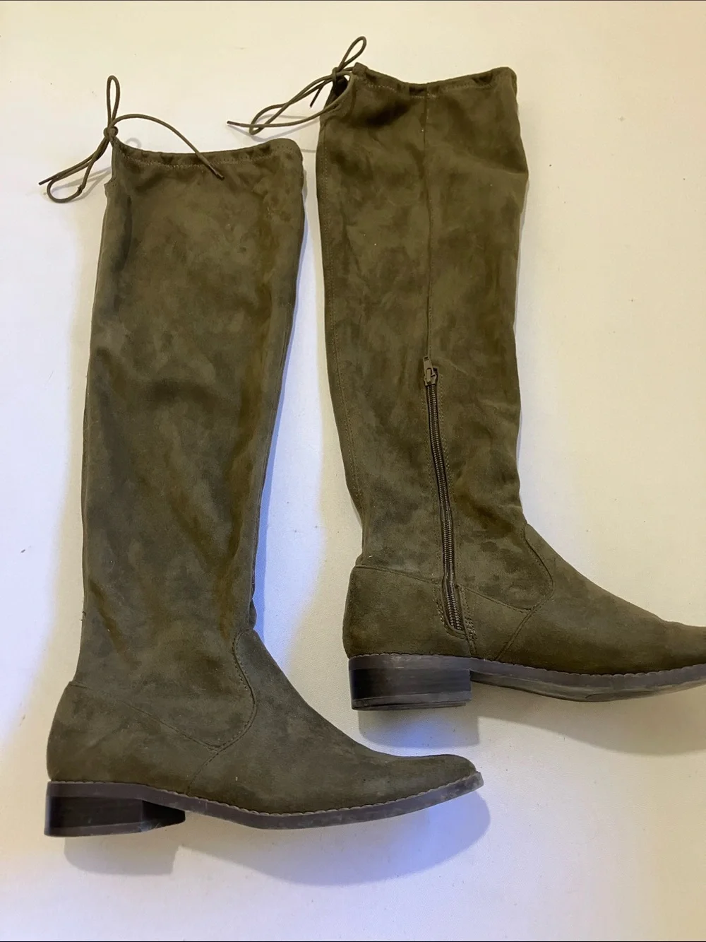 JustFab Olive Over-the-Knee Suede Boots